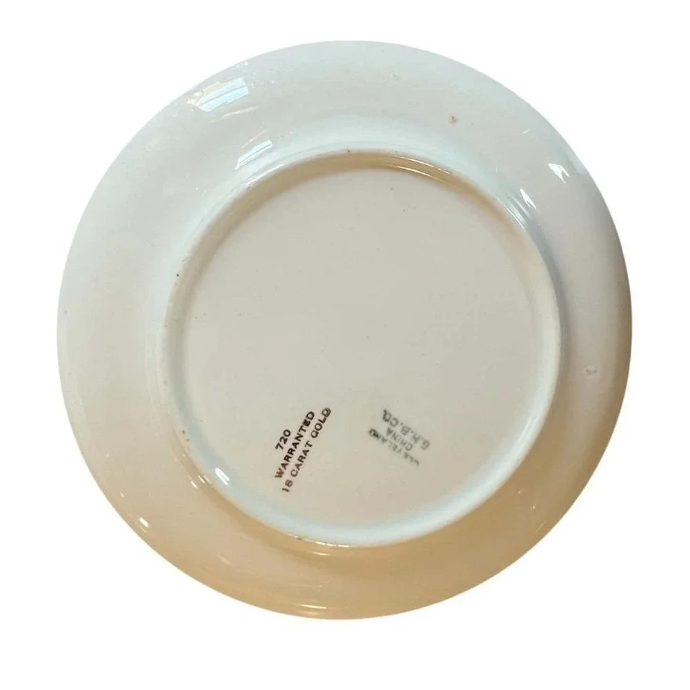 Cleveland China Cream Gold Greek Key 18K Gold Trim Small Plates Saucers Set of 3